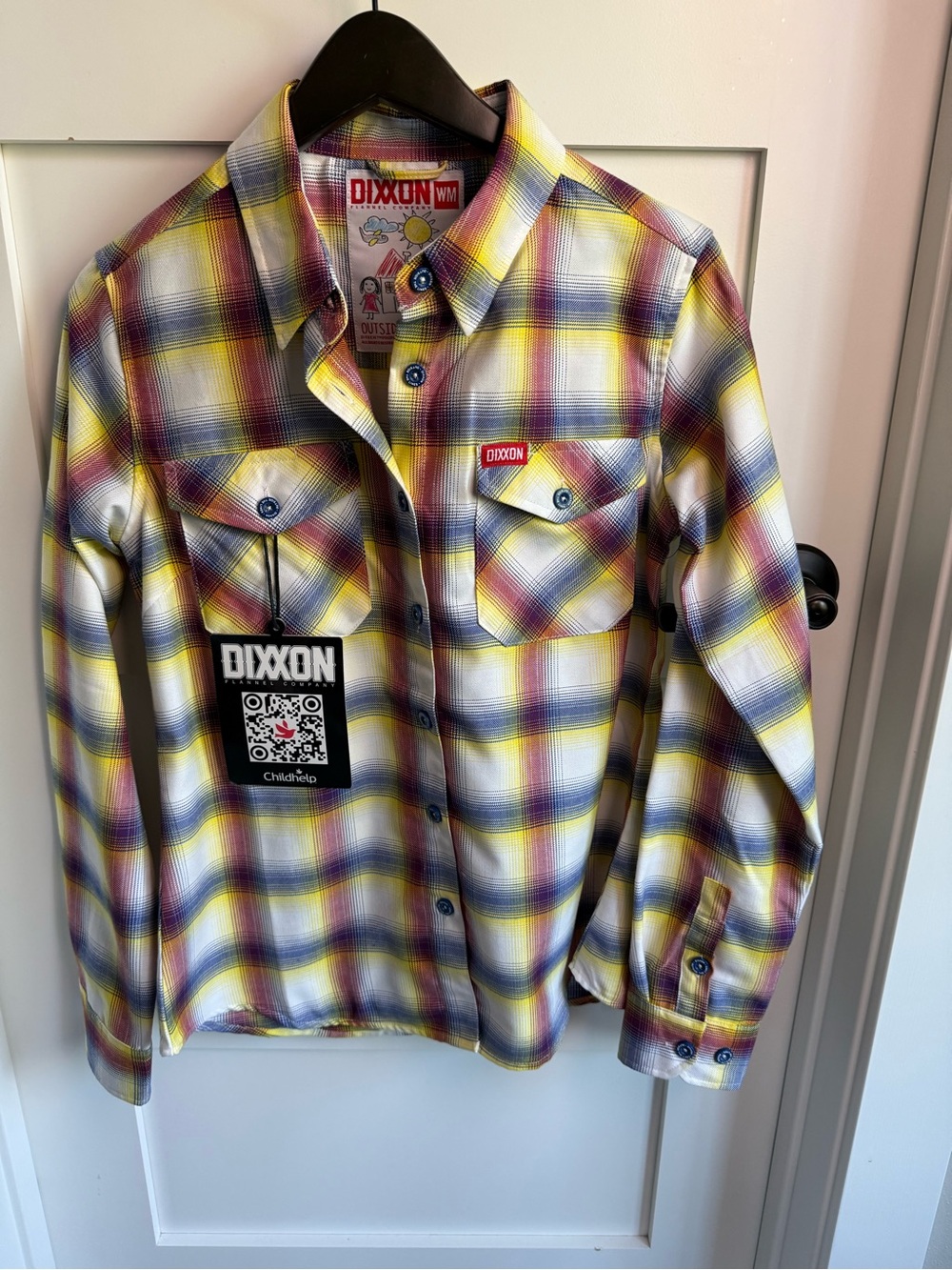 DIXXON women’s Yellow Plaid Long Sleeve Button-Down Shirt